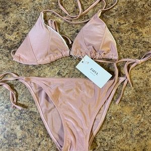 Pink shimmer string bikini set!